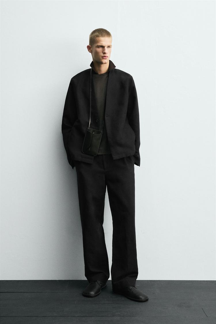 BLAZER DA COMPLETO IN COTONE E LINO Nero ZARA Italia Italy