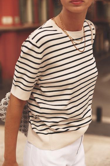 STRIPED SHORT SLEEVE JUMPER - striped by Zara