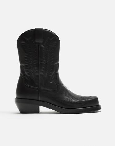 BOTA COWBOY COM PESPONTOS - Preto da Zara