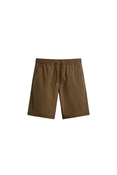 LONG WASHED STRIPED SWIMMING TRUNKS - Toffee by Zara