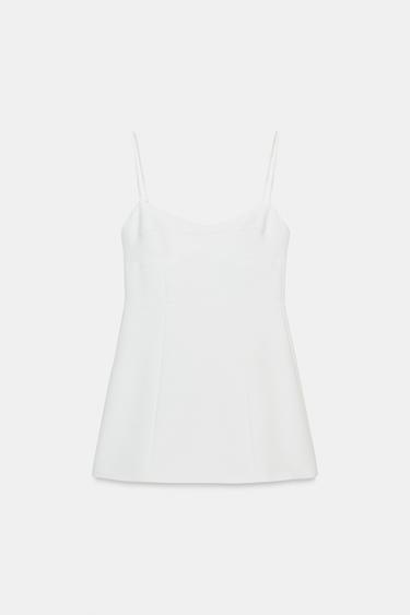 Zara SHORT JUMPSUIT WITH THIN STRAPS - White
