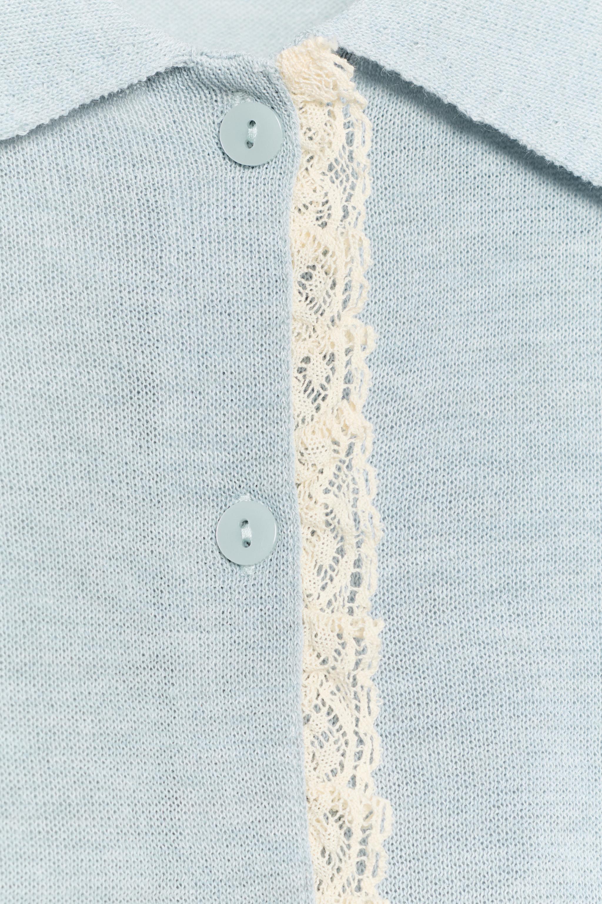 SHORT SLEEVE LACE TRIM CARDIGAN