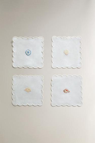 Zara RAMIE SHELL COASTER SET (PACK OF 4) - White - Image 0