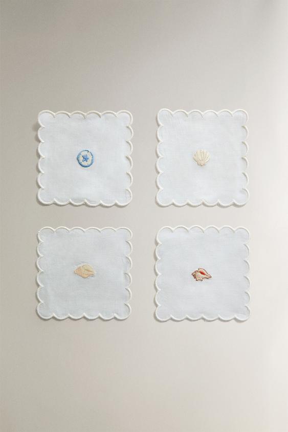 UNTERSETZER AUS RAMIE MIT MUSCHELMOTIV (4ER-PACK) - Weiß von Zara - Bild 0