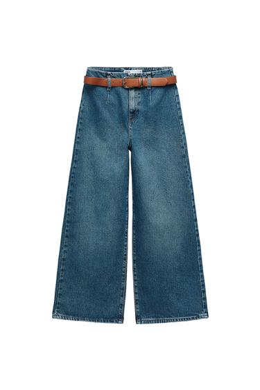 Z1975 WIDE-LEG CROPPED HIGH-WAIST BELTED JEANS