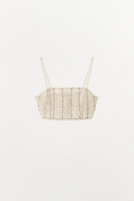 CONTRAST BOW CROP TOP from Zara - $59.90