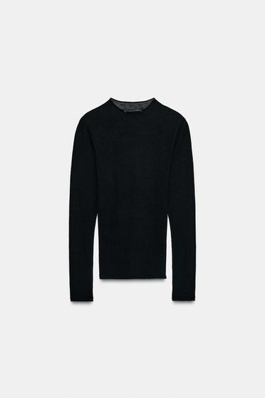 Zara EXTRA FINE WOOL AND SILK TOP - Black