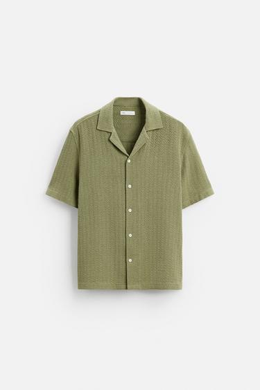 GEOMETRIC JACQUARD SHIRT - Moss green by Zara - Image 5