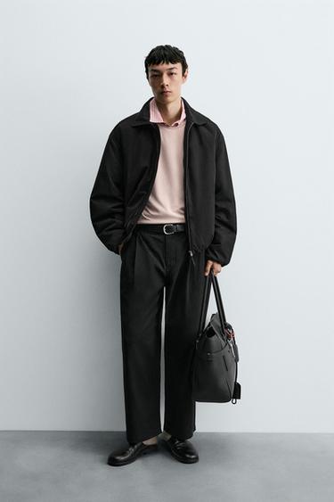 WIDE-LEG CHINO TROUSERS - Black by Zara