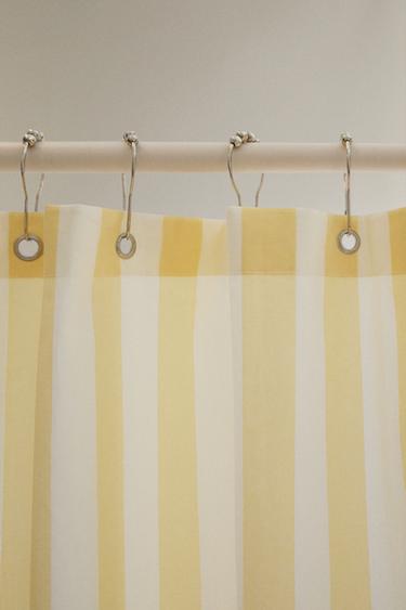 STRIPED SHOWER CURTAIN - yellow by Zara