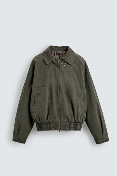 WASHED PADDED JACKET - Dark khaki by Zara