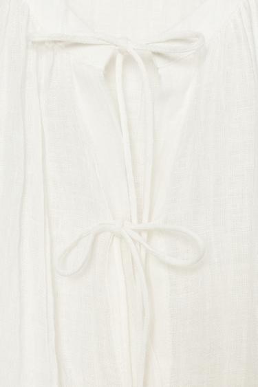 BLOUSE EN LIN À NŒUDS ZW COLLECTION - Blanc cassé de Zara - Image 8