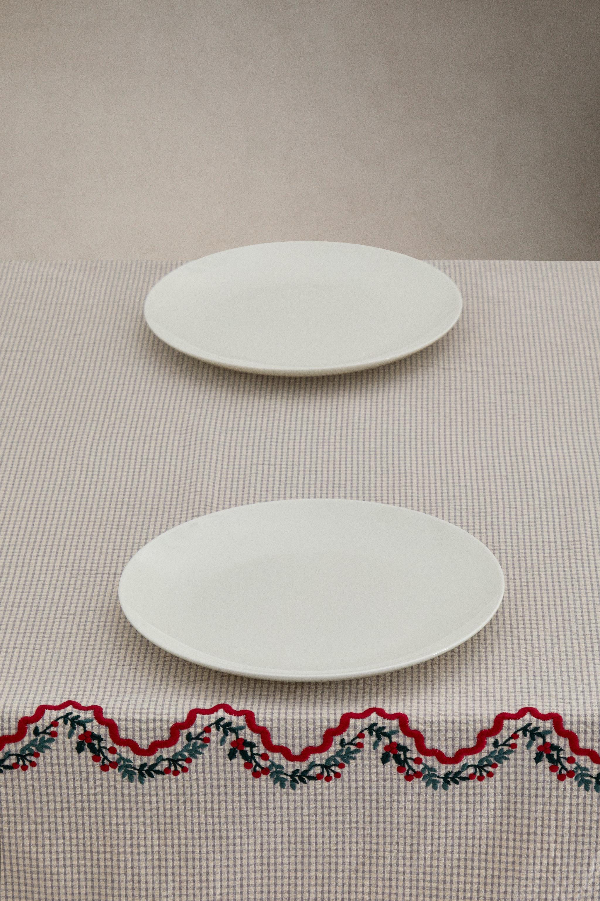 COTTON CHRISTMAS WAVY EMBROIDERY TABLECLOTH