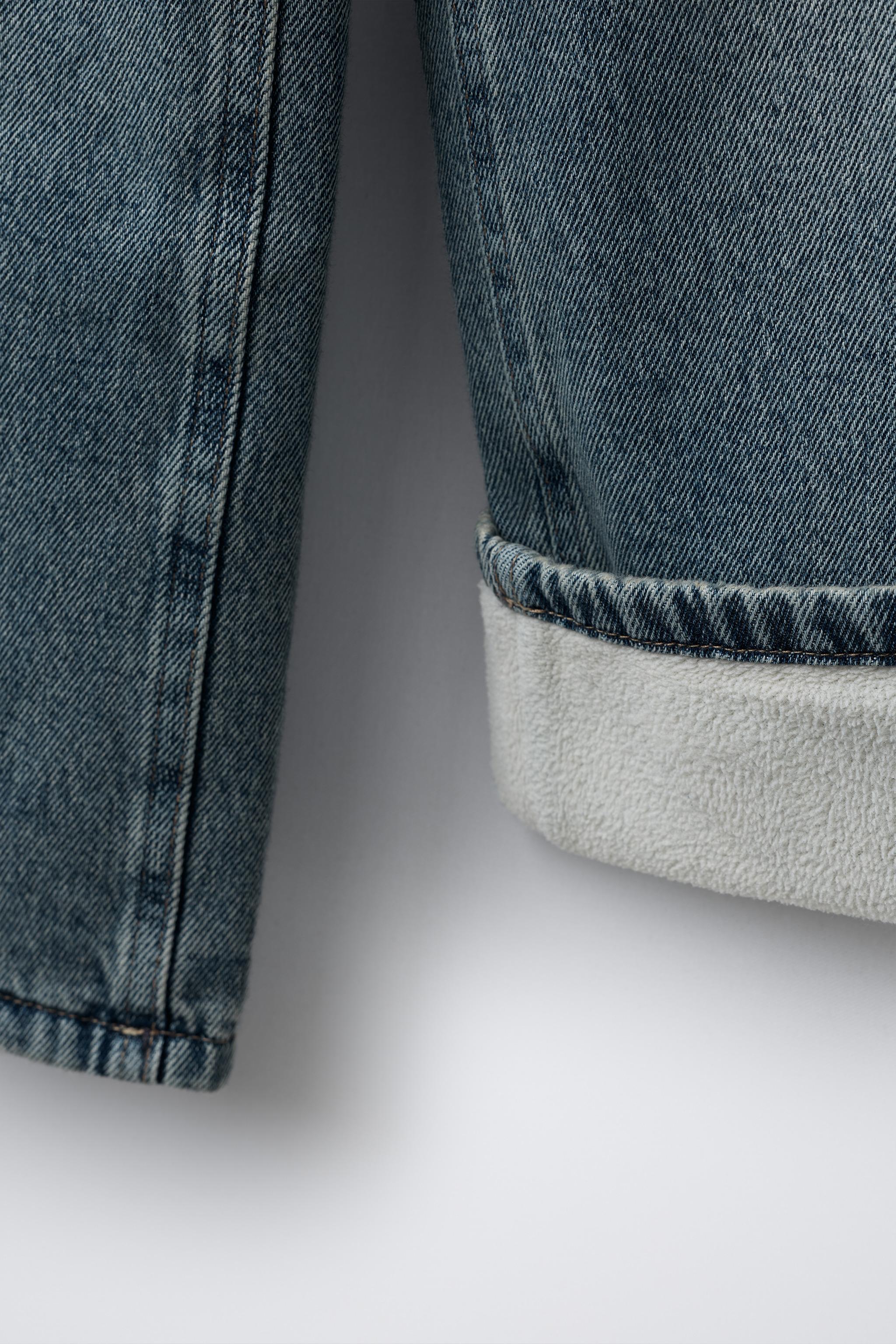 FLEECE-LINED WIDE LEG JEANS