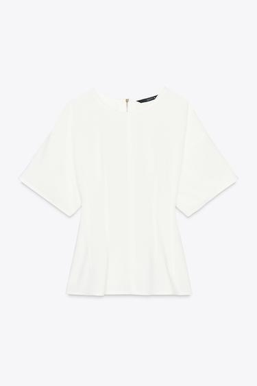 BLOUSE WITH BACK ZIP - Oyster-white by Zara - Image 0