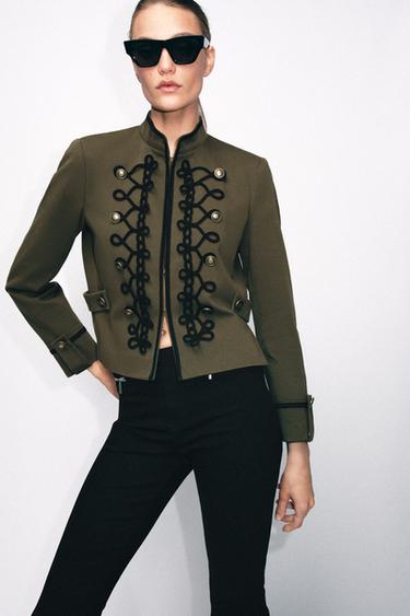 BLAZER WITH SHOULDER PADS AND FIREMAN CLASP - Khaki by Zara - Image 1