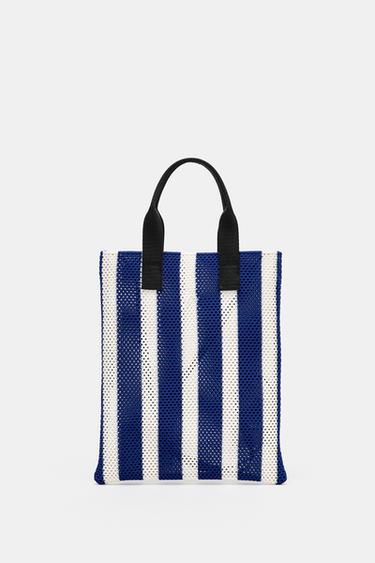 Zara CUT-OUT EFFECT MINI SHOPPER - Blue