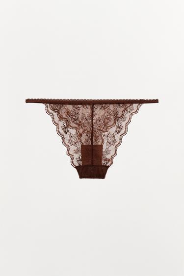 CULOTTE EN DENTELLE À FLEURS - Marron de Zara - Image 6