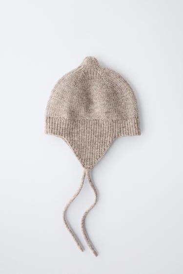 POINTED BEANIE WITH WOOL AND CASHMERE - Tan marl by Zara - Image 3