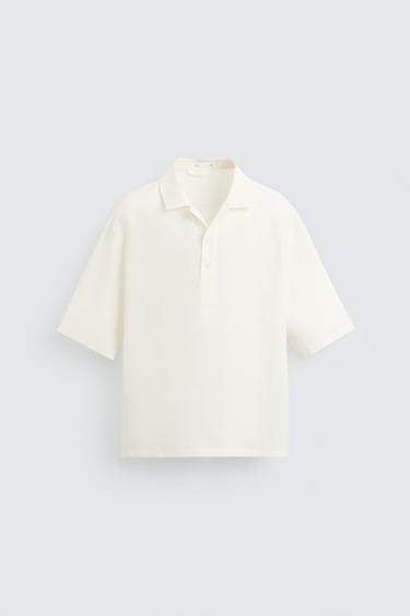 KOSZULA POLO 100% LEN - Biały Zara