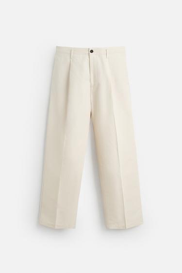 Zara PLEATED SUIT PANTS - Sand
