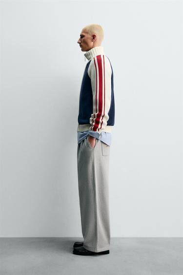 GILET EN MAILLE COLOR BLOCK BANDES CHAMPION ® X ZARA - Bleu marine de Zara - Image 3