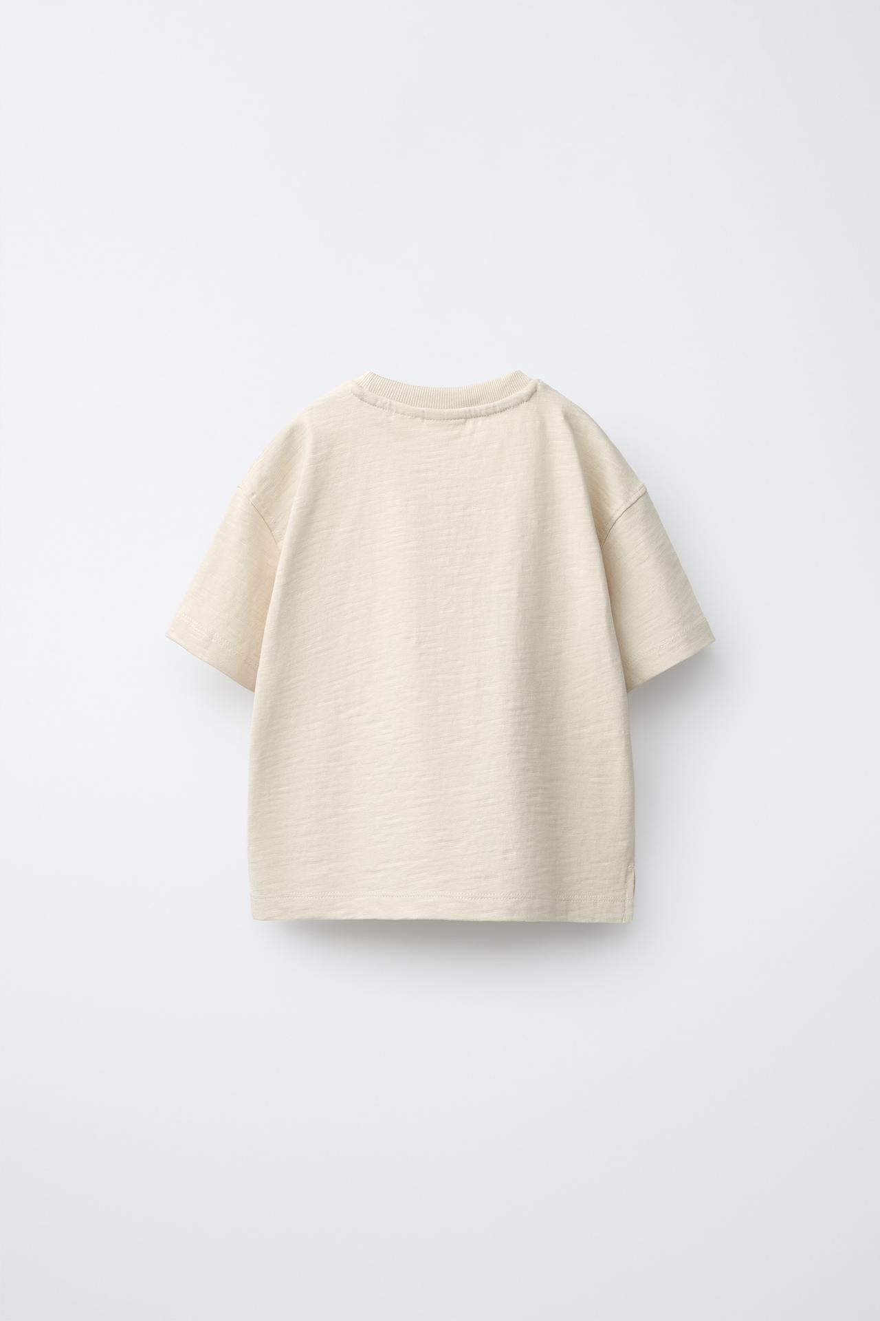 TURTLE EMBROIDERED T-SHIRT — Mid-ecru