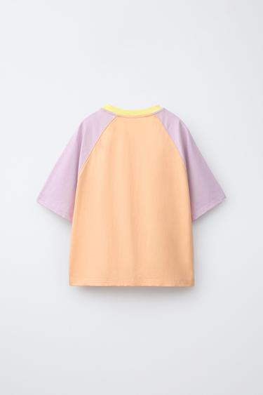 COLOUR BLOCK RAGLAN SLEEVE T-SHIRT - Oranges by Zara - Image 1