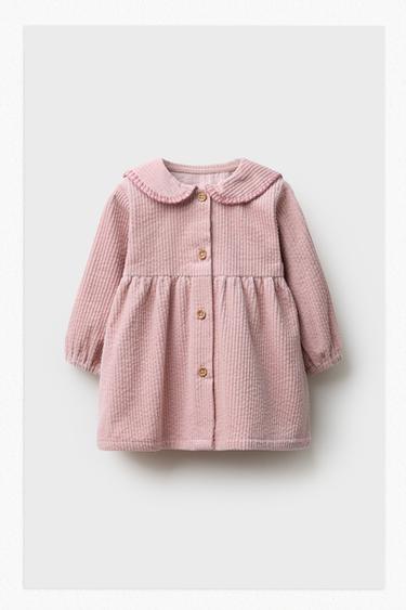 Zara Pembe - KALIN FİTİLLİ KADİFE ELBİSE