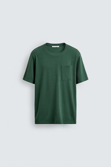 CAMISETA ESTRUCTURA BOLSILLO - Verde de Zara - Imagen 0