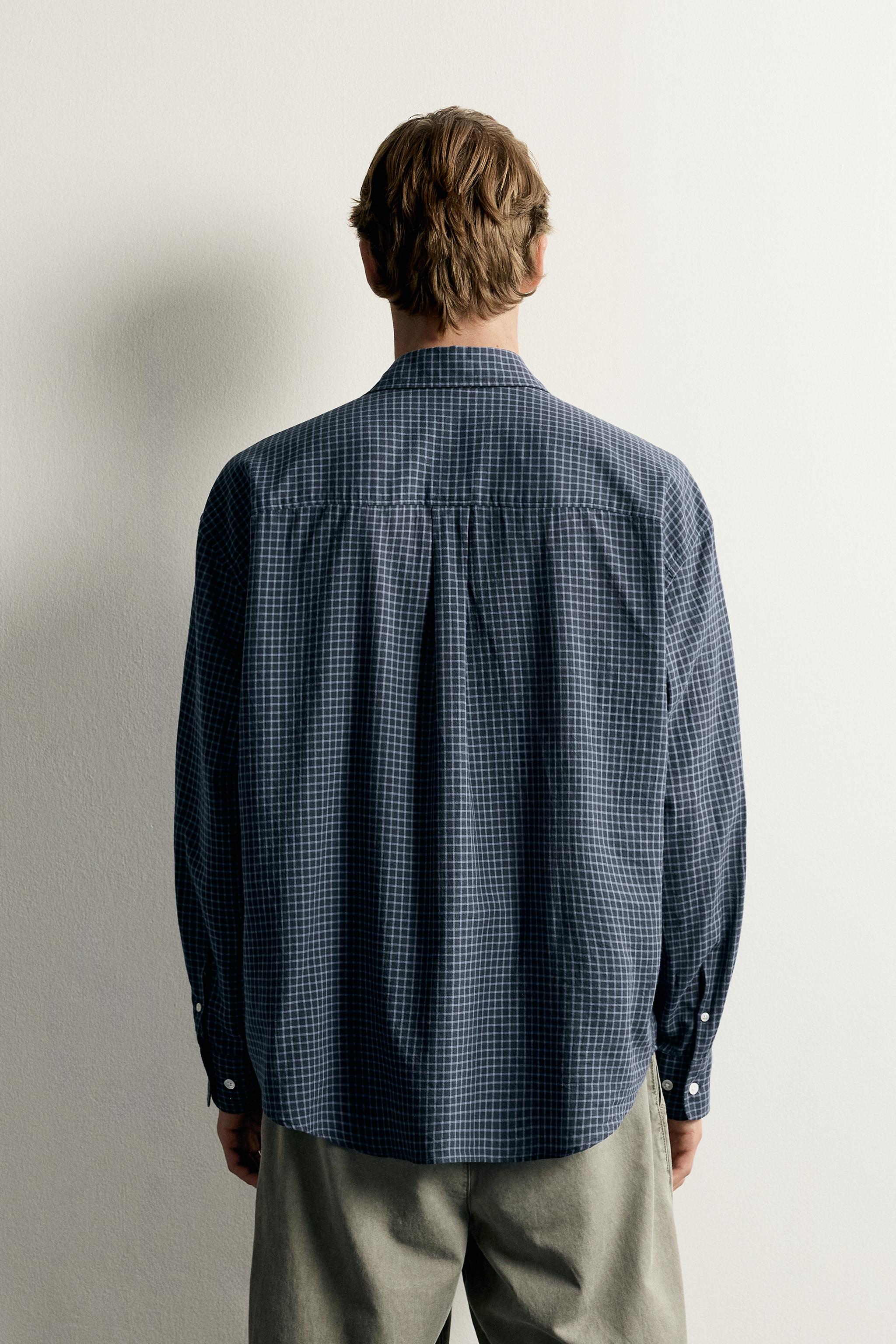Мужские рубашки Zara CHECKED RELAXED FIT SHIRT — фото 3