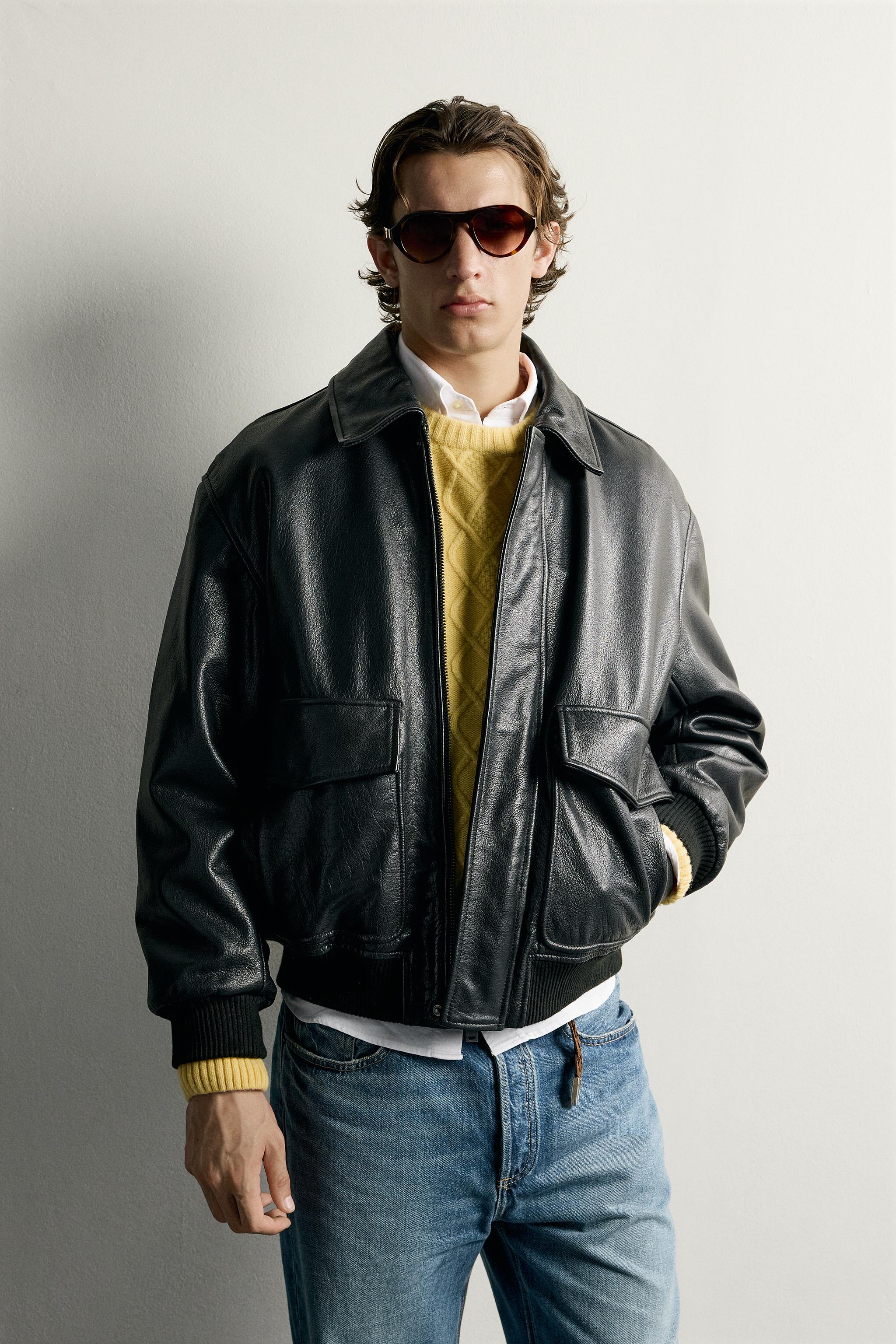 レザー レギュラーフィットジャケット - ブラック | ZARA Japan / 日本