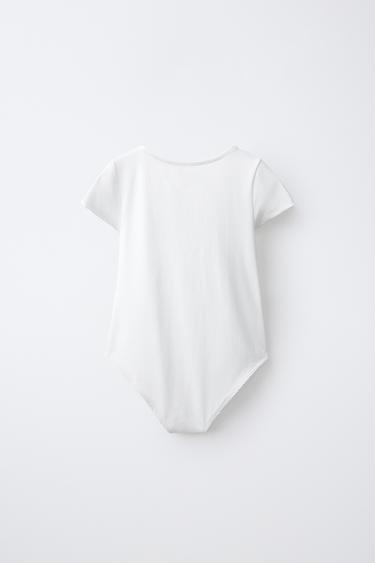 SHORT-SLEEVE POLYAMIDE BODYSUIT — White 2