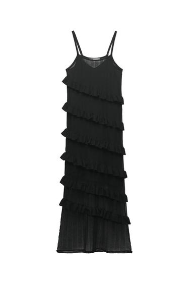 LONG KNIT DRESS WITH RUFFLES