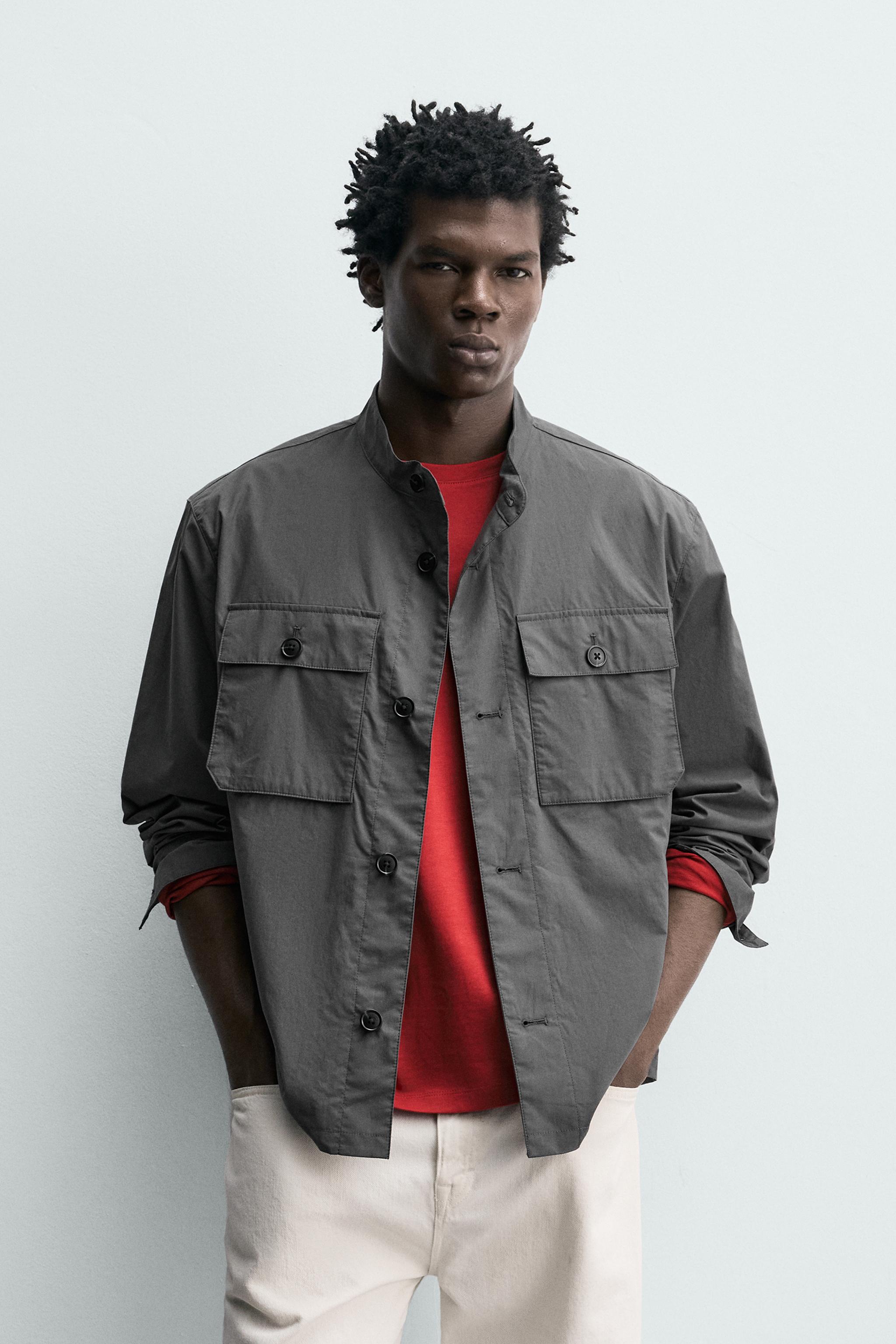 COTTON POCKET OVERSHIRT - Mid-gray | ZARA United States