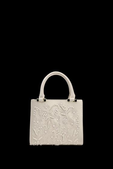 BOLSO EFECTO SATINADO PERLAS - Crudo de Zara - Imagen 0