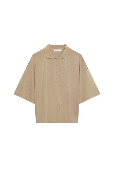 СВОБОДНОЕ ПОЛО С КОРОТКИМ РУКАВОМ — БЕЖЕВЫЙ от Zara