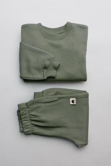Zara SWEATSHIRT AND JOGGER PANTS SET WITH TAG DETAIL - Green