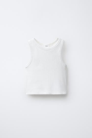 CAMISETA RIB BÁSICA - Blanco roto de Zara