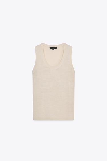 PLAIN KNIT WOOL TOP - Beige by Zara