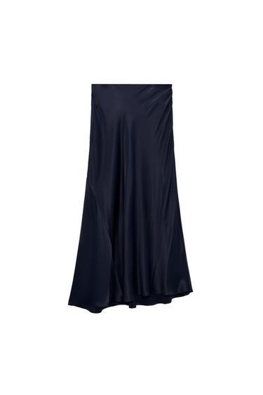 SATIN MIDI SKIRT