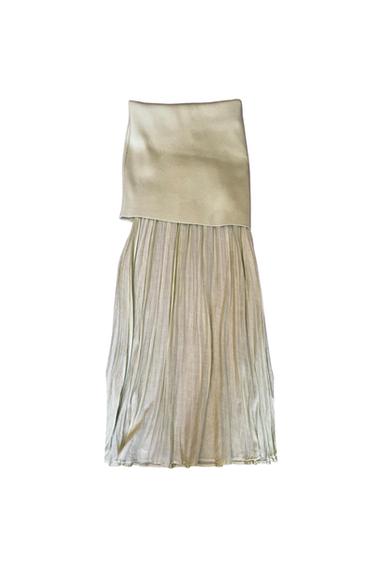 MIXED PLEATED KNIT SKIRT