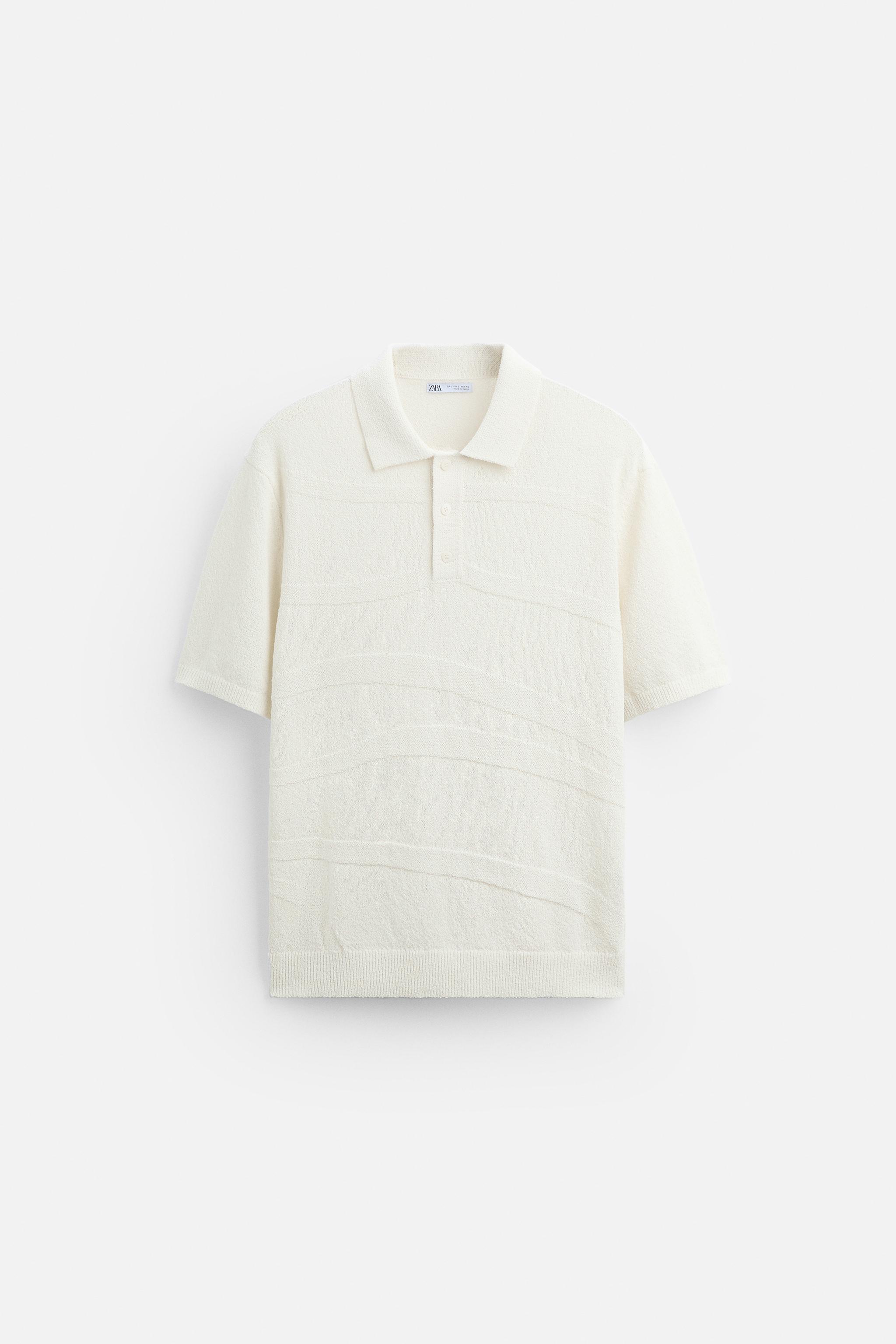 WAVY KNIT POLO SHIRT - Oyster-white | ZARA New Zealand WAVY KNIT POLO SHIRT - Oyster-white | ZARA New Zealand