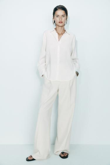 COVERED BUTTON SHIRT - Ecru by Zara