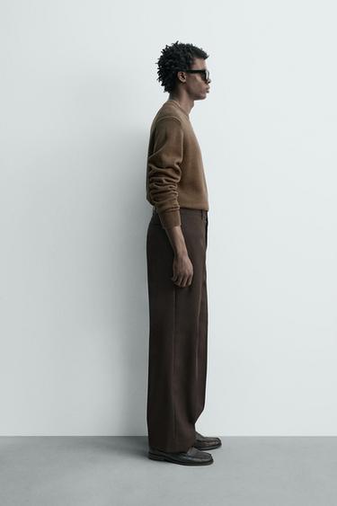 100% WOOL FLARE FIT TROUSERS - Chocolate by Zara - Image 3