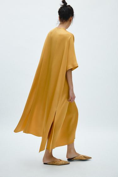 ROBE TUNIQUE À PLI ZW COLLECTION - Jaune de Zara - Image 3