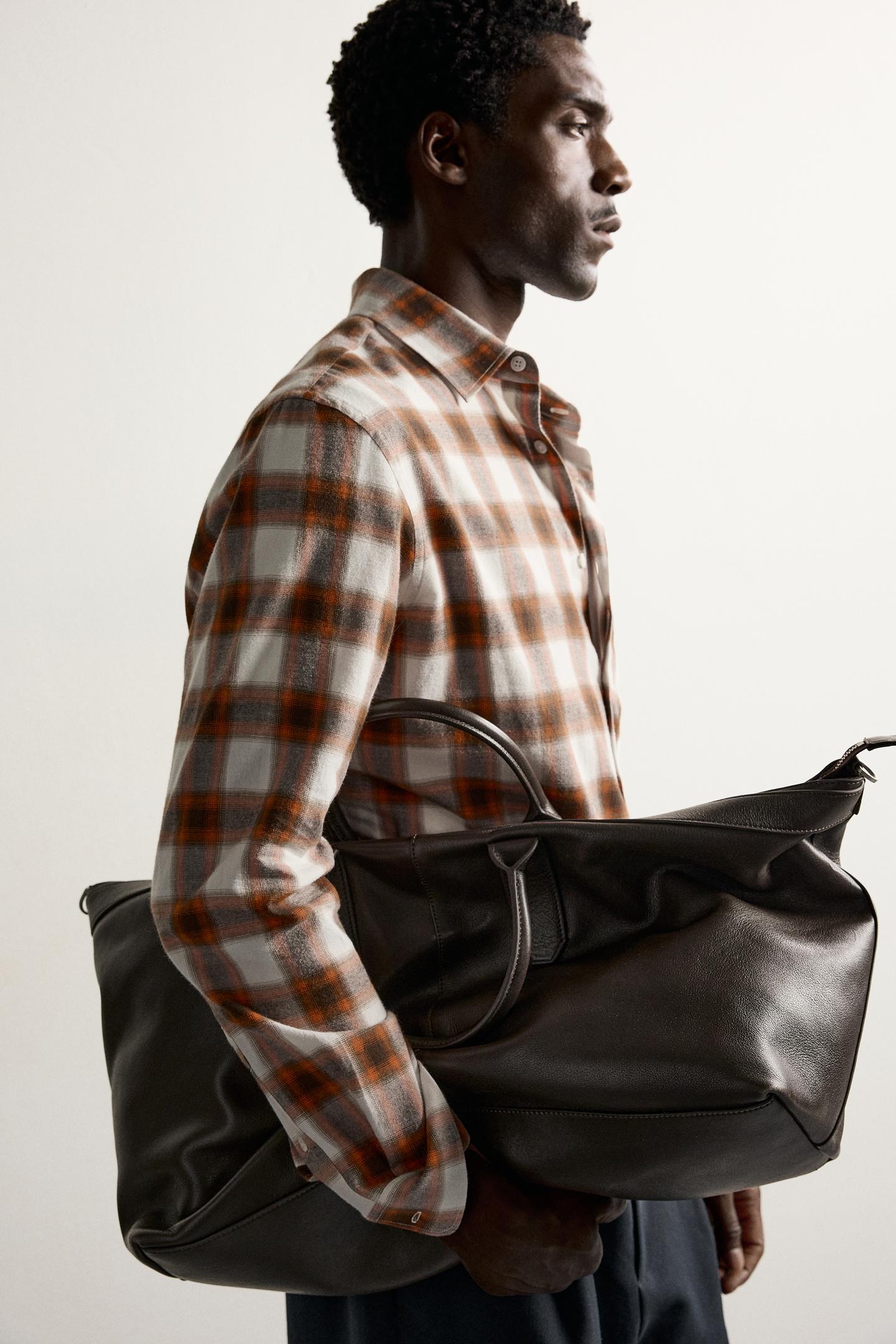 Мужская рубашка Zara Regular Fit Plaid, цвет: Белый оранжевый — фото 7