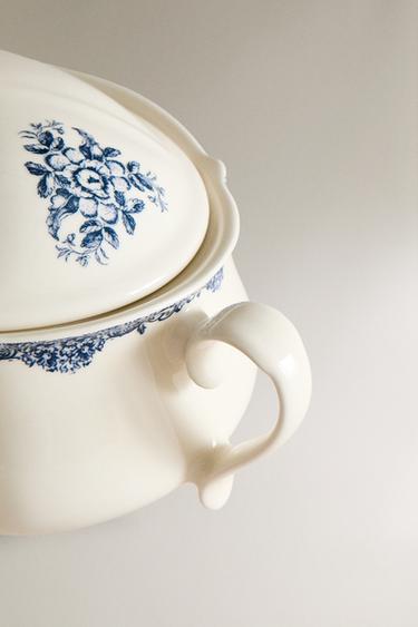 FLORAL EARTHENWARE SERVING TUREEN - Blue by Zara - Image 3