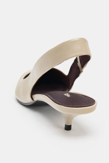 CHAUSSURES OUVERTES À L'ARRIÈRE À TALONS KITTEN - Gris taupe de Zara - Image 4