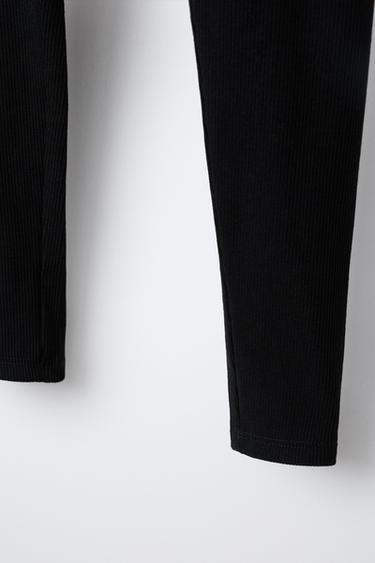 LEGGING CÔTELÉ ÉTIQUETTE - Noir de Zara - Image 3